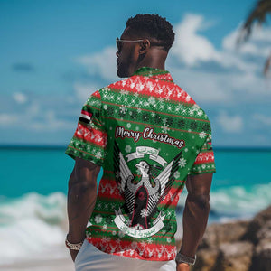 Sudan Christmas Hawaiian Shirt Green Red Xmas Camel Snowflake and Coat of Arms - African Pride