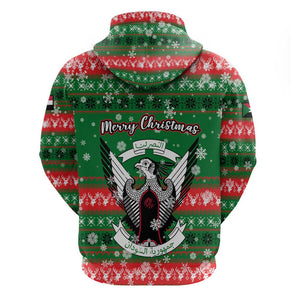 Sudan Christmas Hoodie Green Red Xmas Camel Snowflake and Coat of Arms - African Pride