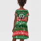 Sudan Christmas Kid Short Sleeve Dress Green Red Xmas Camel Snowflake and Coat of Arms - African Pride