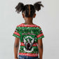 Sudan Christmas Kid T shirt Green Red Xmas Camel Snowflake and Coat of Arms - African Pride