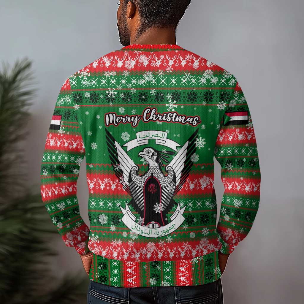 Sudan Christmas Ugly Christmas Sweater Green Red Xmas Camel Snowflake and Coat of Arms - African Pride