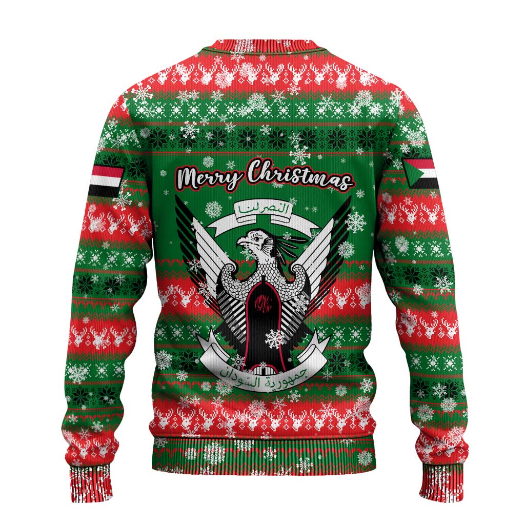 Sudan Christmas Ugly Christmas Sweater Green Red Xmas Camel Snowflake and Coat of Arms - African Pride