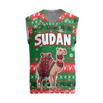Sudan Christmas Knitted V-Neck Vest Green Red Xmas Camel Snowflake and Coat of Arms - African Pride