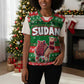 Sudan Christmas Knitted V-Neck Vest Green Red Xmas Camel Snowflake and Coat of Arms - African Pride