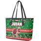 Sudan Christmas Leather Tote Bag Green Red Xmas Camel Snowflake and Coat of Arms - African Pride