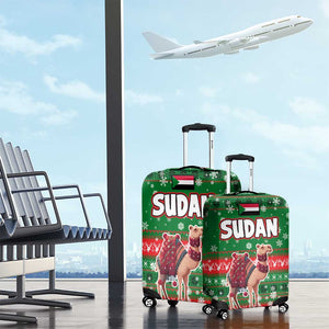 Sudan Christmas Luggage Cover Green Red Xmas Camel Snowflake and Coat of Arms - African Pride
