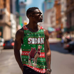 Sudan Christmas Men Tank Top Green Red Xmas Camel Snowflake and Coat of Arms - African Pride