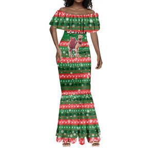 Sudan Christmas Mermaid Dress Green Red Xmas Camel Snowflake and Coat of Arms - African Pride