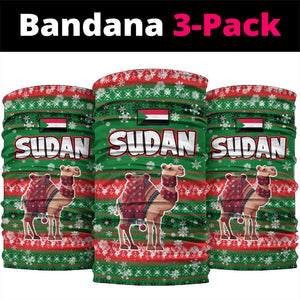 Sudan Christmas Neck Gaiter Green Red Xmas Camel Snowflake and Coat of Arms - African Pride