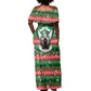 Sudan Christmas Off Shoulder Maxi Dress Green Red Xmas Camel Snowflake and Coat of Arms - African Pride