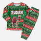 Sudan Christmas Pajama Set Green Red Xmas Camel Snowflake and Coat of Arms - African Pride
