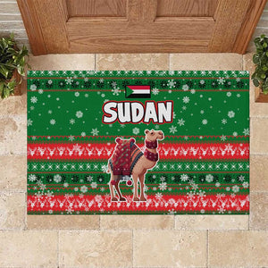 Sudan Christmas Rubber Doormat Green Red Xmas Camel Snowflake and Coat of Arms - African Pride