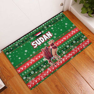 Sudan Christmas Rubber Doormat Green Red Xmas Camel Snowflake and Coat of Arms - African Pride