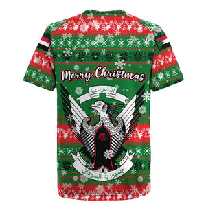 Sudan Christmas Rugby Jersey Green Red Xmas Camel Snowflake and Coat of Arms - African Pride