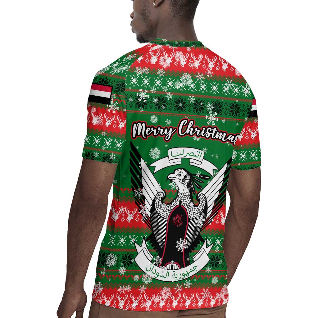 Sudan Christmas Rugby Jersey Green Red Xmas Camel Snowflake and Coat of Arms - African Pride