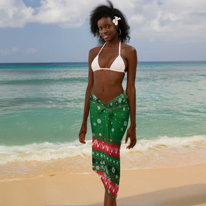 Sudan Christmas Sarong Green Red Xmas Camel Snowflake and Coat of Arms - African Pride