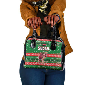 Sudan Christmas Shoulder Handbag Green Red Xmas Camel Snowflake and Coat of Arms - African Pride