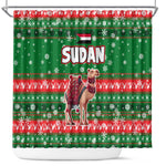 Sudan Christmas Shower Curtain Green Red Xmas Camel Snowflake and Coat of Arms - African Pride