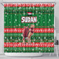 Sudan Christmas Shower Curtain Green Red Xmas Camel Snowflake and Coat of Arms - African Pride