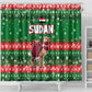 Sudan Christmas Shower Curtain Green Red Xmas Camel Snowflake and Coat of Arms - African Pride