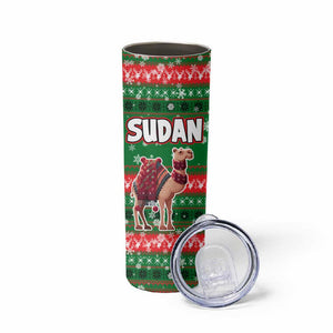 Sudan Christmas Skinny Tumbler Green Red Xmas Camel Snowflake and Coat of Arms - African Pride