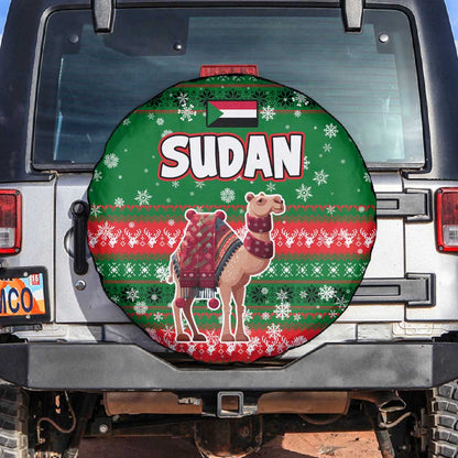Sudan Christmas Spare Tire Cover Green Red Xmas Camel Snowflake and Coat of Arms - African Pride
