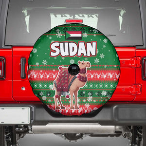 Sudan Christmas Spare Tire Cover Green Red Xmas Camel Snowflake and Coat of Arms - African Pride