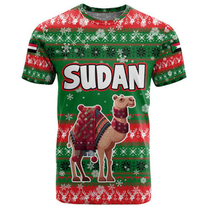 Sudan Christmas T shirt Green Red Xmas Camel Snowflake and Coat of Arms - African Pride