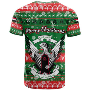 Sudan Christmas T shirt Green Red Xmas Camel Snowflake and Coat of Arms - African Pride