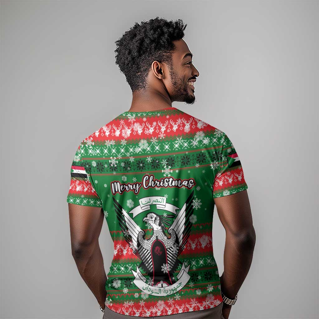 Sudan Christmas T shirt Green Red Xmas Camel Snowflake and Coat of Arms - African Pride