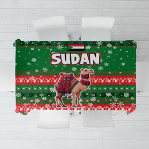 Sudan Christmas Tablecloth Green Red Xmas Camel Snowflake and Coat of Arms - African Pride