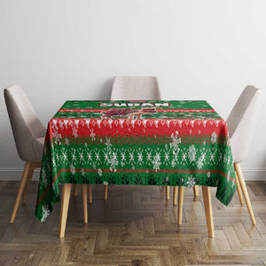 Sudan Christmas Tablecloth Green Red Xmas Camel Snowflake and Coat of Arms - African Pride
