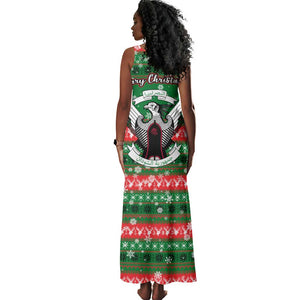 Sudan Christmas Tank Maxi Dress Green Red Xmas Camel Snowflake and Coat of Arms - African Pride