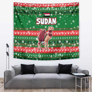 Sudan Christmas Tapestry Green Red Xmas Camel Snowflake and Coat of Arms - African Pride