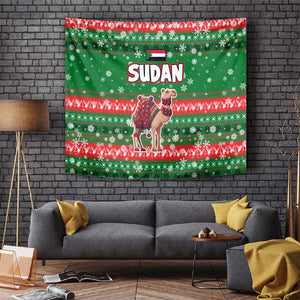 Sudan Christmas Tapestry Green Red Xmas Camel Snowflake and Coat of Arms - African Pride
