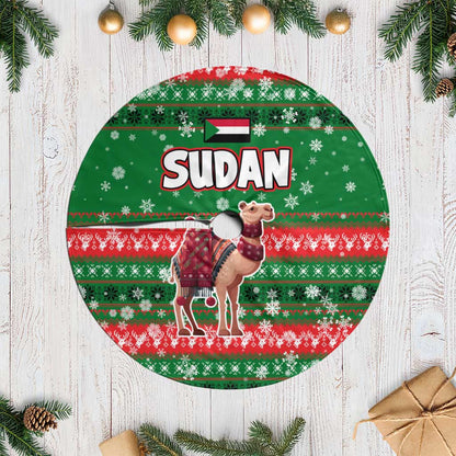 Sudan Christmas Tree Skirt Green Red Xmas Camel Snowflake and Coat of Arms - African Pride