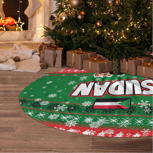 Sudan Christmas Tree Skirt Green Red Xmas Camel Snowflake and Coat of Arms - African Pride