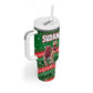 Sudan Christmas Tumbler With Handle Green Red Xmas Camel Snowflake and Coat of Arms - African Pride