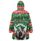 Sudan Christmas Wearable Blanket Hoodie Green Red Xmas Camel Snowflake and Coat of Arms - African Pride