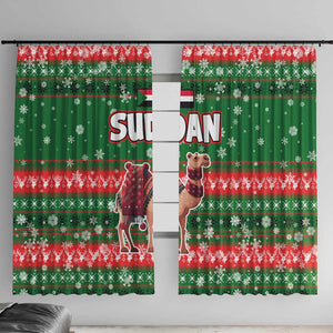 Sudan Christmas Window Curtain Green Red Xmas Camel Snowflake and Coat of Arms - African Pride