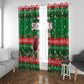 Sudan Christmas Window Curtain Green Red Xmas Camel Snowflake and Coat of Arms - African Pride