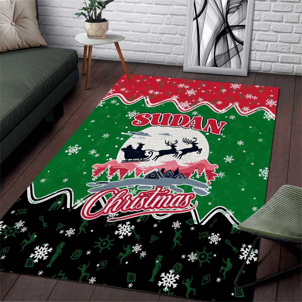 Sudan Christmas Area Rug Red Green Black Xmas Santa Sleigh and Map - African Pride
