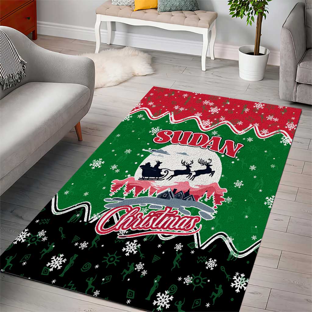 Sudan Christmas Area Rug Red Green Black Xmas Santa Sleigh and Map - African Pride