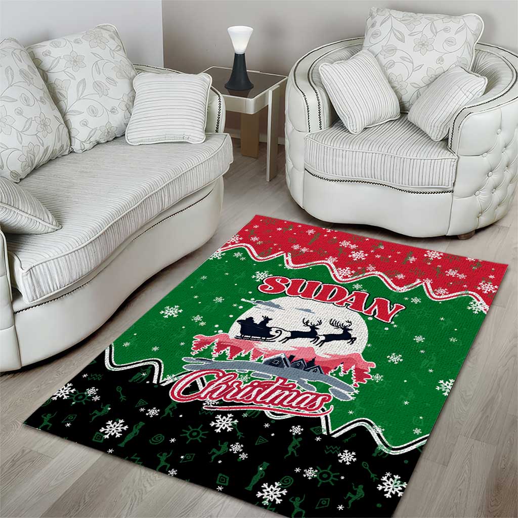 Sudan Christmas Area Rug Red Green Black Xmas Santa Sleigh and Map - African Pride