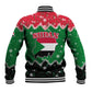 Sudan Christmas Baseball Jacket Red Green Black Xmas Santa Sleigh and Map - African Pride