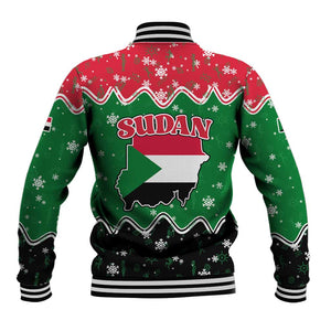 Sudan Christmas Baseball Jacket Red Green Black Xmas Santa Sleigh and Map - African Pride