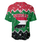 Sudan Christmas Baseball Jersey Red Green Black Xmas Santa Sleigh and Map - African Pride