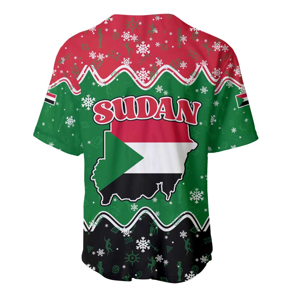Sudan Christmas Baseball Jersey Red Green Black Xmas Santa Sleigh and Map - African Pride