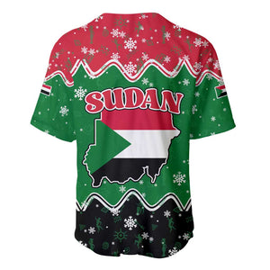 Sudan Christmas Baseball Jersey Red Green Black Xmas Santa Sleigh and Map - African Pride