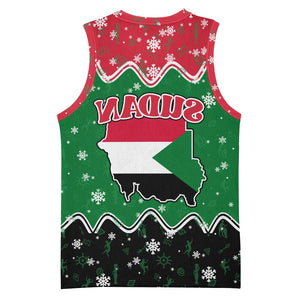 Sudan Christmas Basketball Jersey Red Green Black Xmas Santa Sleigh and Map - African Pride
